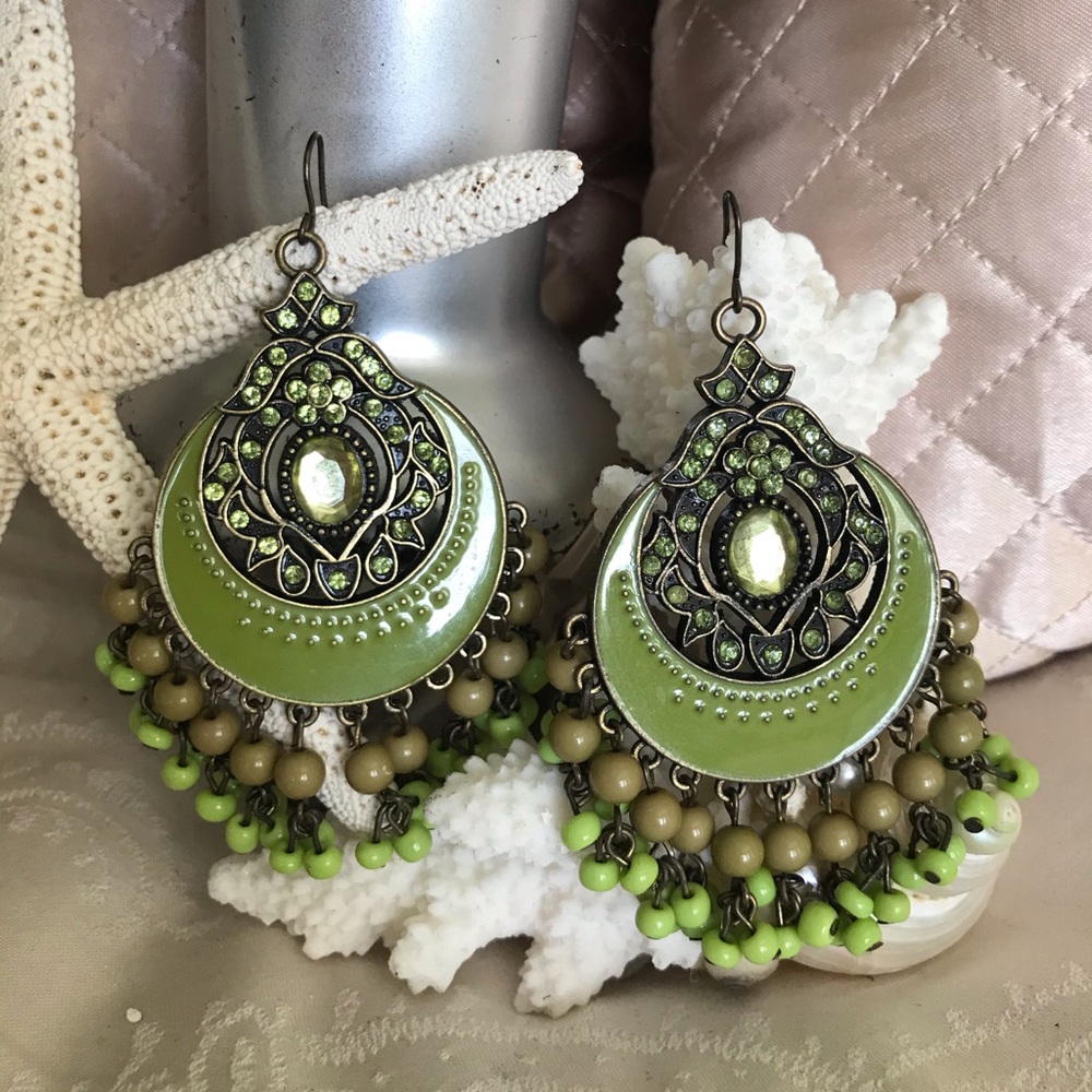 Beautiful Green Chandelier Earrings